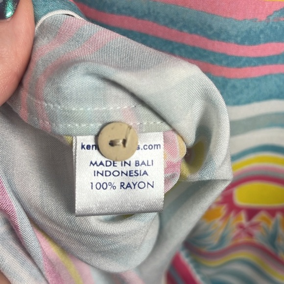 Kenny Flowers Mayakoba Hawaiian Short Sleeve Button Down Shirt Size Large - Picture 11 of 12